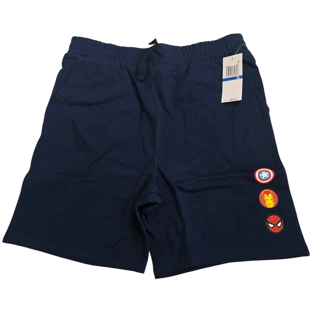 Marvel Avengers Boys Navy Sweat Shorts Captain America Iron Man Spiderman XL NWT